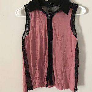 Light pink and black blouse shirt tank